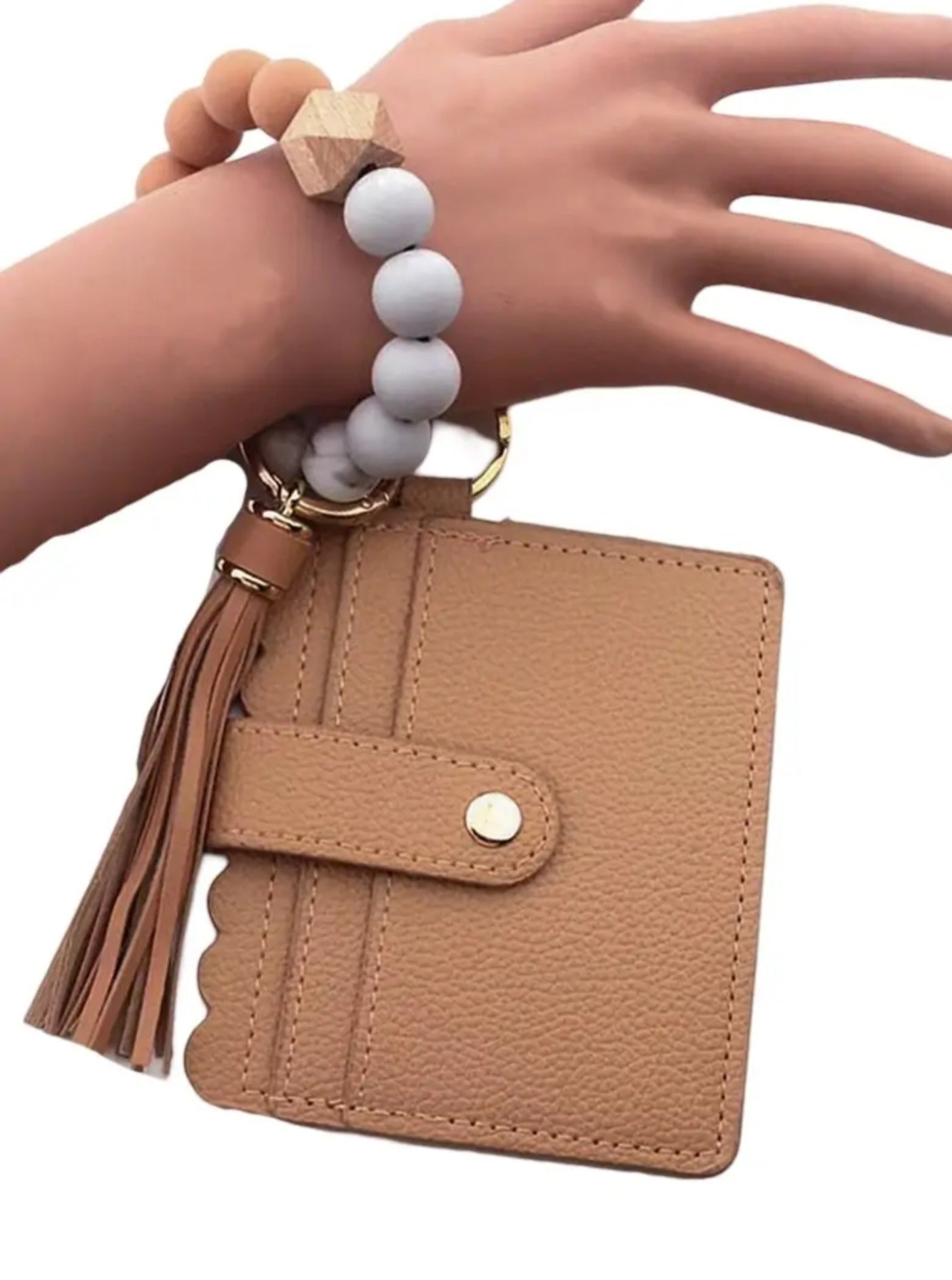 Beautiful Beaded Style Bracelet Keychain Card Holder Wallet