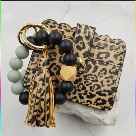 Beautiful Beaded Style Bracelet Keychain Card Holder Wallet