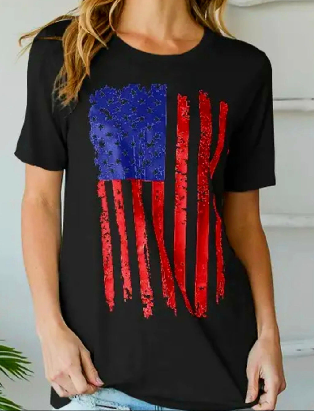 PATRIOTIC DISTRESSED AMERICAN FLAG T-SHIRT