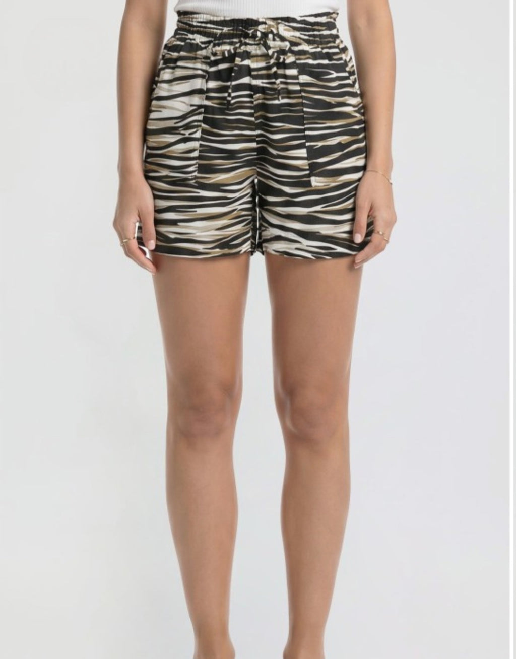 YMI Linen Elastic Waist Drawstring Pockets Shorts