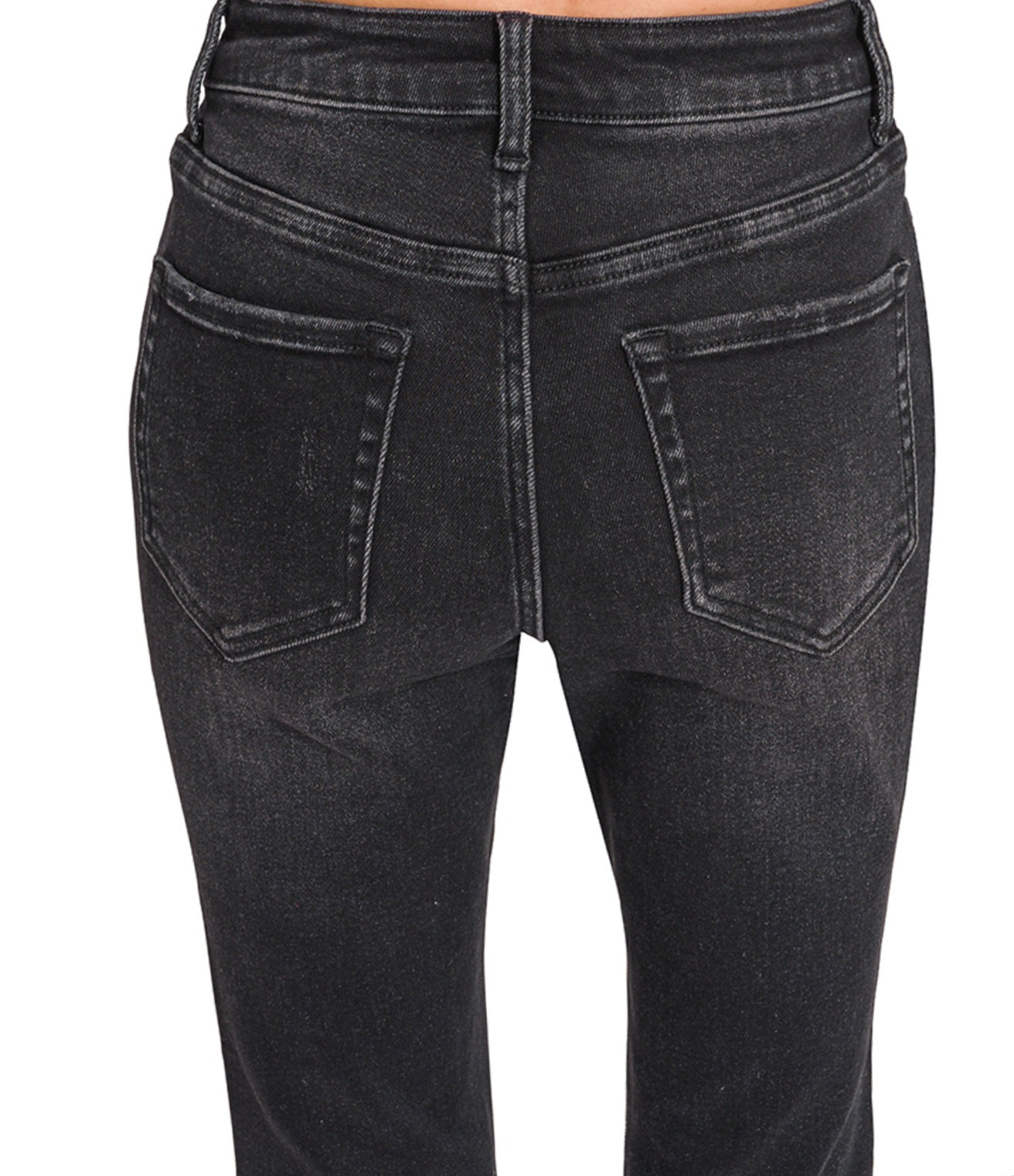 ZENANA HIGH RISE SUPER CUTE STRAIGHT RAW HEM CROPPED DENIM JEANS | Black | Charlotte's Classy Closet