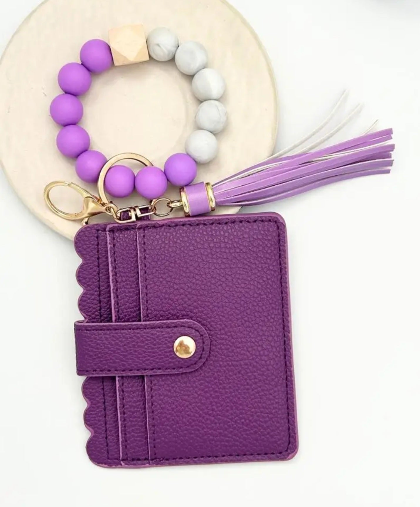 Beautiful Beaded Style Bracelet Keychain Card Holder Wallet