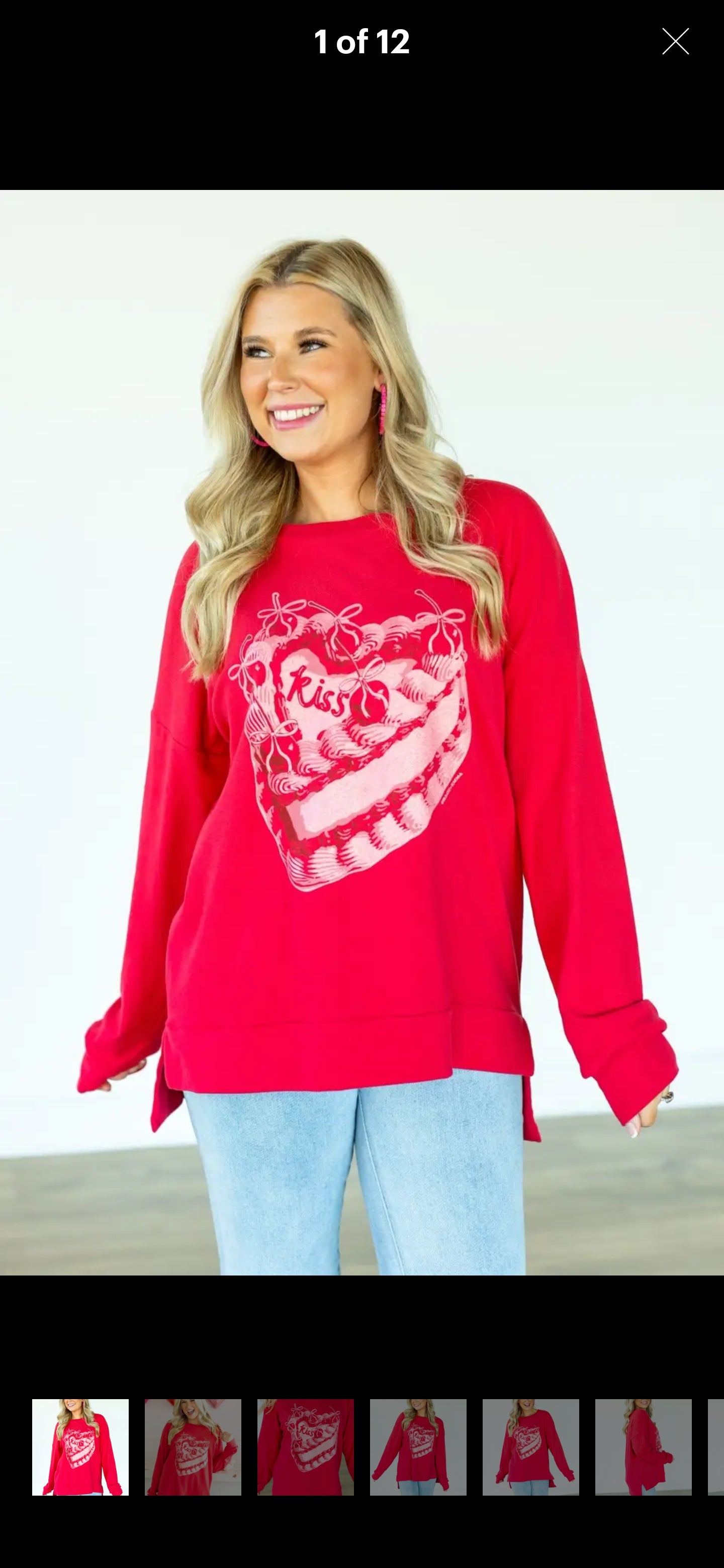 Christmas Holiday Long Sleeve Red "Kiss Cake" Microfleece Top