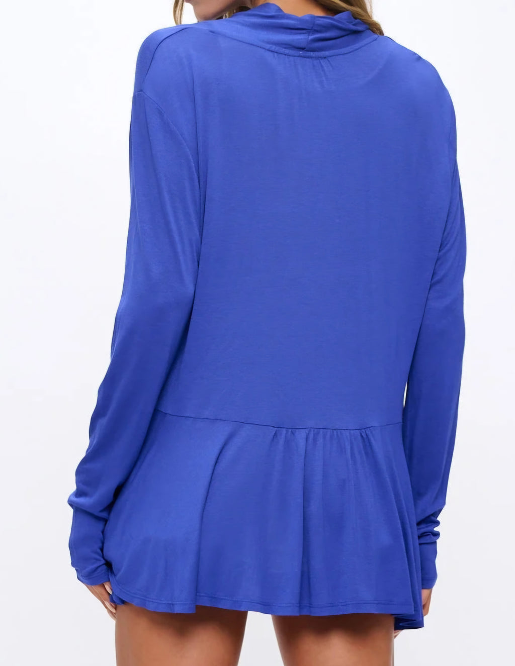 Perseption Royal Blue Open Front Cardigan – High Low Hem, Long Sleeve