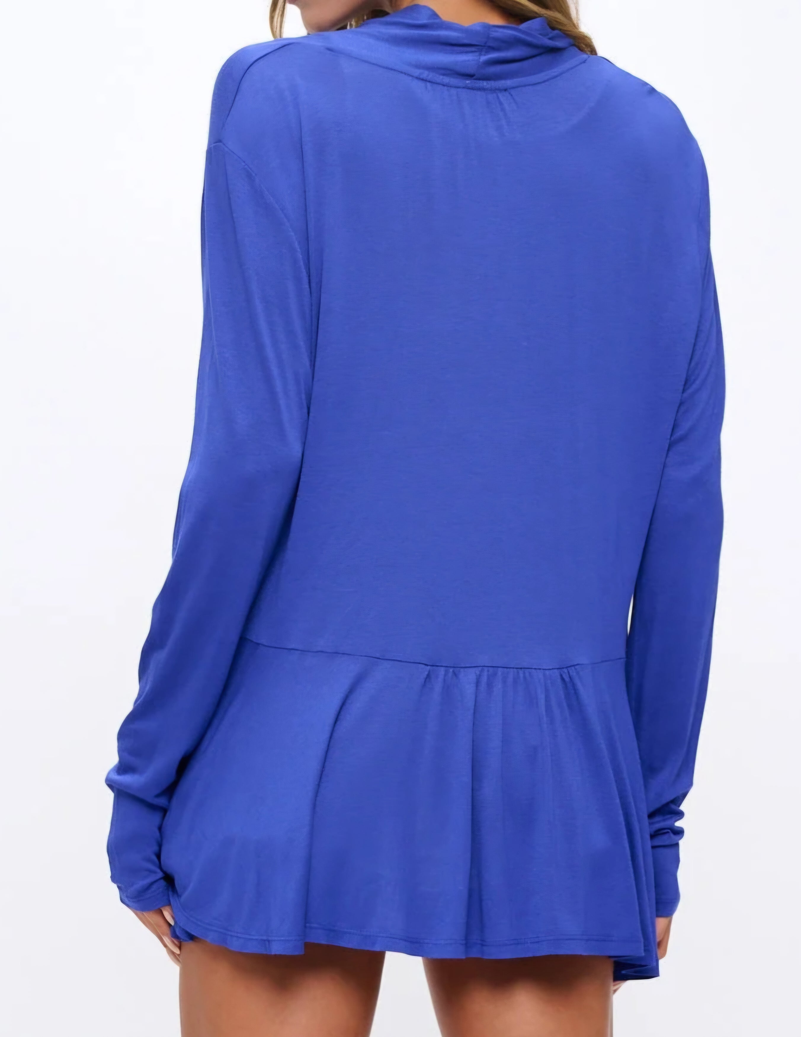 Perseption Royal Blue Open Front Cardigan – High Low Hem, Long Sleeve