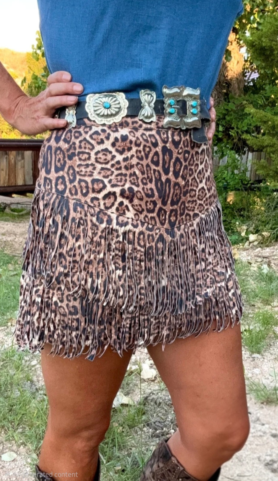 Sterling Kreek Fort Worth Fringe Skirt | Leopard Print Western