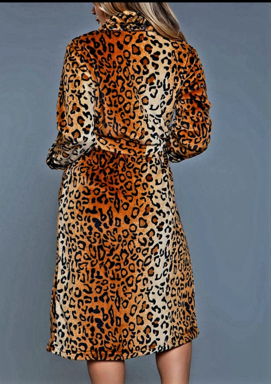Plush Leopard Print Robe | Charlotte's Classy Closet