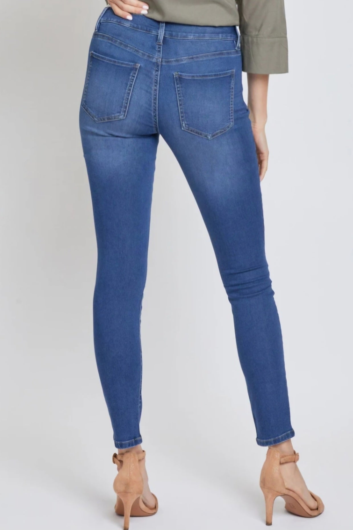 Tummy Control Super Stretchy Dark Denim Skinny Jeans | 5-Pocket | S–XL