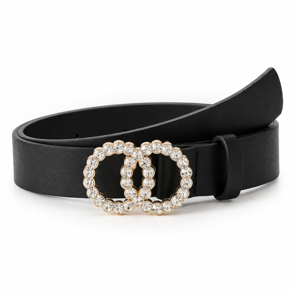 Rhinestone Double Ring Buckle Belt
